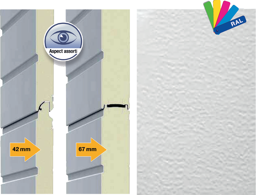 Porte sectionnelle macro rainurée