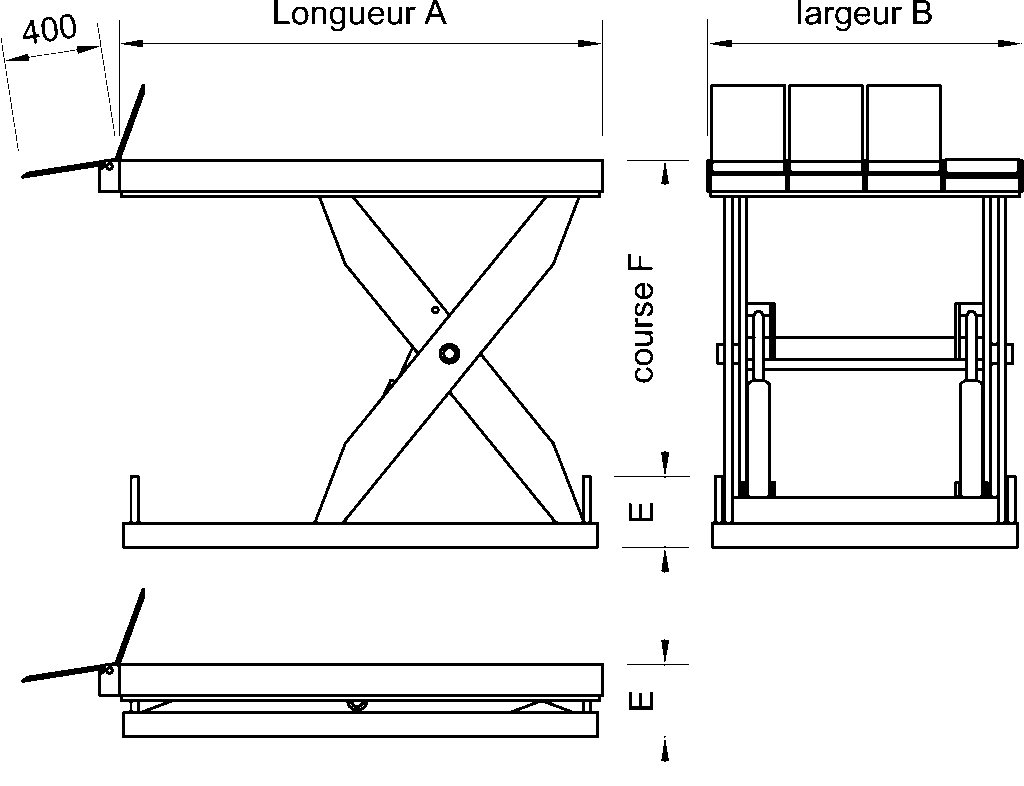 Plan d'une table élévatrice de quai